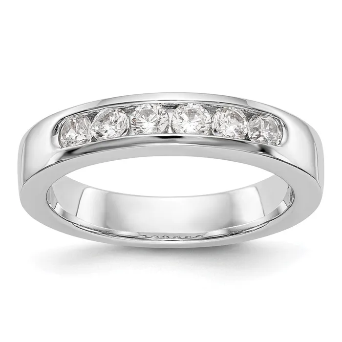 047ct CZ Solid Real 14K White Gold 6Stone Channel Wedding Band Ring Goldia Rings 047ct CZ Solid Real 14K White Gold 6Stone Channel Wedding Band Ring Goldia Rings