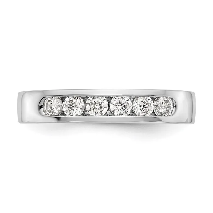 047ct CZ Solid Real 14K White Gold 6Stone Channel Wedding Band Ring Goldia Rings