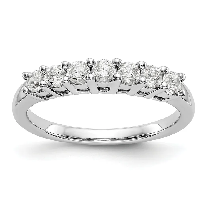 049ct CZ Solid Real 14K White Gold 7Stone Wedding Band Ring Goldia Rings