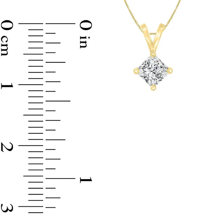 05 CT Certified PrincessCut Natural Clarity Enhanced Solitaire Pendant in 14K Gold IVS2 Goldia Necklaces 05 CT Certified PrincessCut Natural Clarity Enhanced Solitaire Pendant in 14K Gold IVS2 Goldia Necklaces