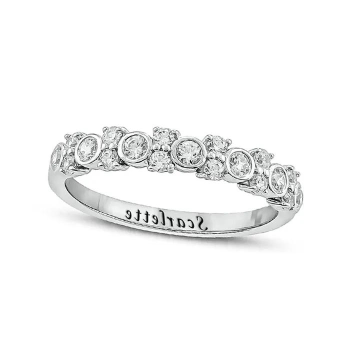 050 CT TW Natural Diamond Alternating Duos Engravable Anniversary Band in Solid 10K White Gold 1 Line Goldia Rings 050 CT TW Natural Diamond Alternating Duos Engravable Anniversary Band in Solid 10K White Gold 1 Line Goldia Rings