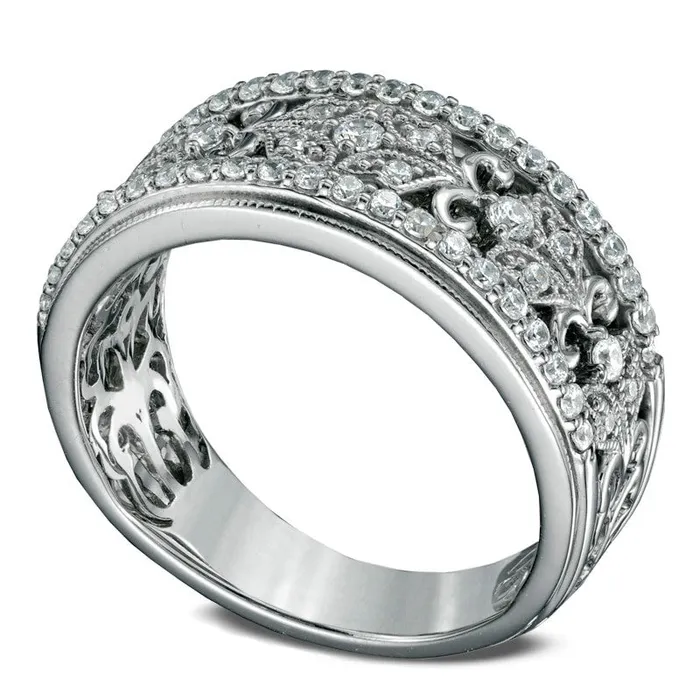 050 CT TW Natural Diamond Antique VintageStyle Ring in Solid 14K White Gold Goldia Rings 050 CT TW Natural Diamond Antique VintageStyle Ring in Solid 14K White Gold Goldia Rings