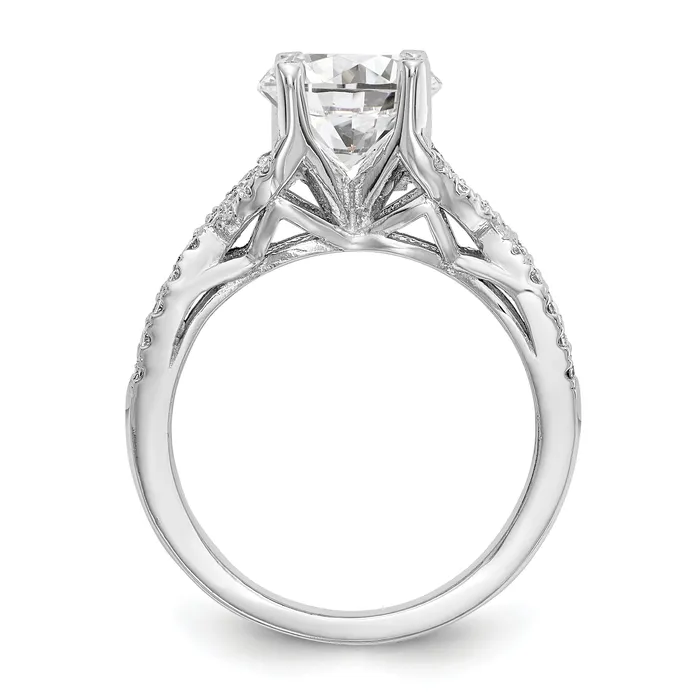 050ct CZ Solid Real 14k White Gold Round CrissCross Engagement Ring Goldia Rings