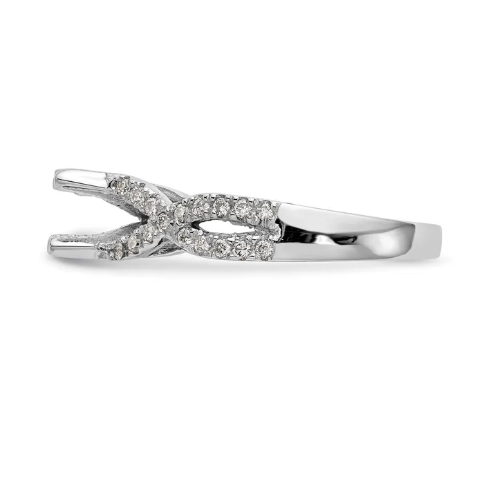 050ct CZ Solid Real 14k White Gold Round CrissCross Engagement Ring Goldia Rings