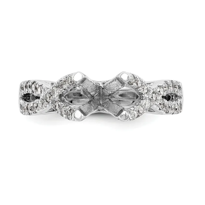 050ct CZ Solid Real 14k White Gold Round CrissCross Engagement Ring Goldia Rings