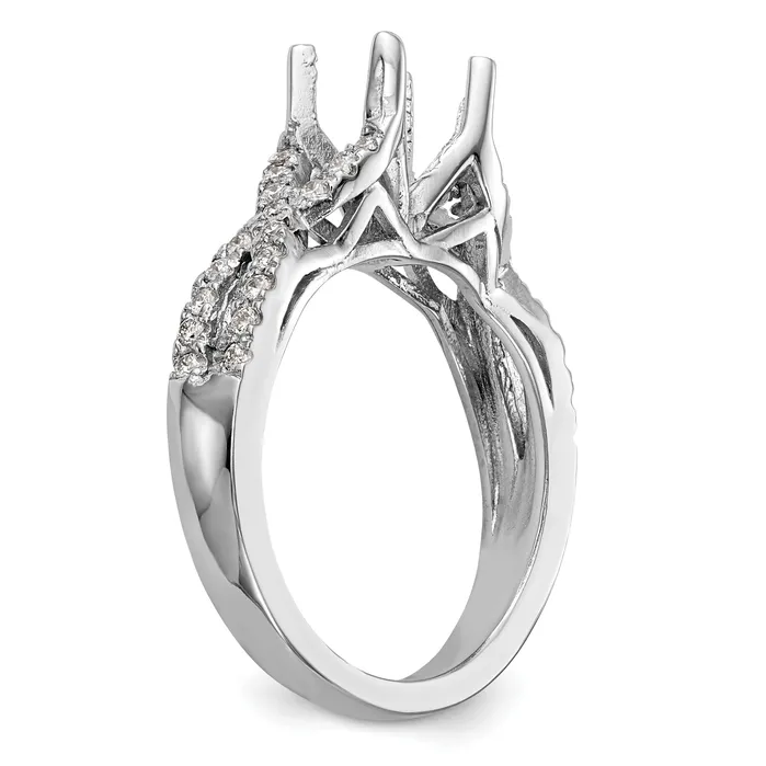 050ct CZ Solid Real 14k White Gold Round CrissCross Engagement Ring Goldia Rings