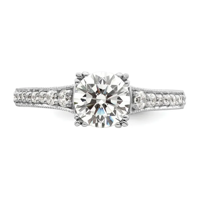 050ct CZ Solid Real 14k White Polish 12ct Round Engagement Dia Ring Goldia Rings
