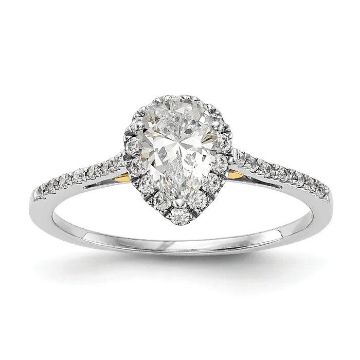 050ct CZ Solid Real 14ktt Pear Halo Engagement Ring Goldia Rings
