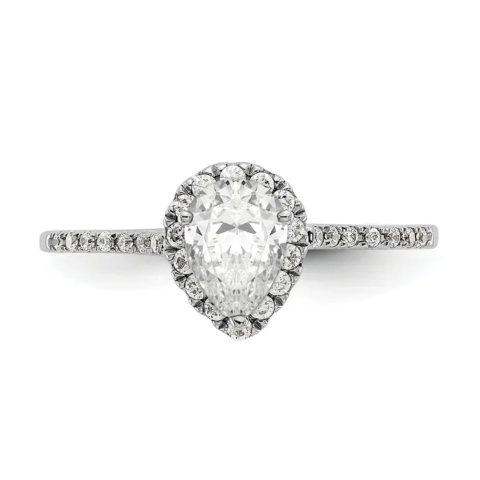050ct CZ Solid Real 14ktt Pear Halo Engagement Ring Goldia Rings