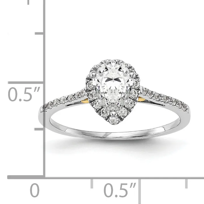 050ct CZ Solid Real 14ktt Pear Halo Engagement Ring Goldia Rings