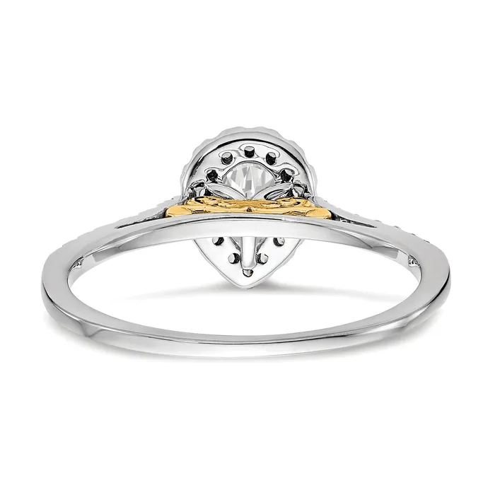 050ct CZ Solid Real 14ktt Pear Halo Engagement Ring Goldia Rings