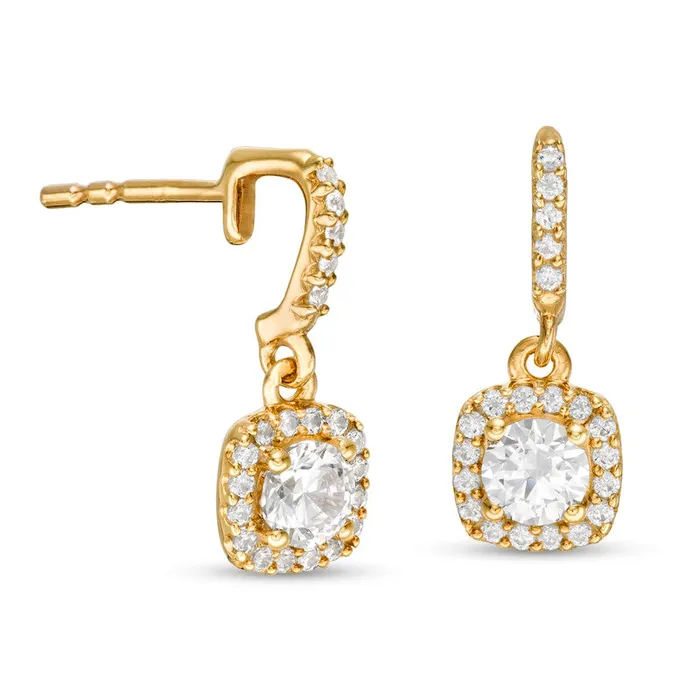 075 CT TW Diamond Cushion Frame Drop Earrings in 14K Gold Goldia Earrings 075 CT TW Diamond Cushion Frame Drop Earrings in 14K Gold Goldia Earrings