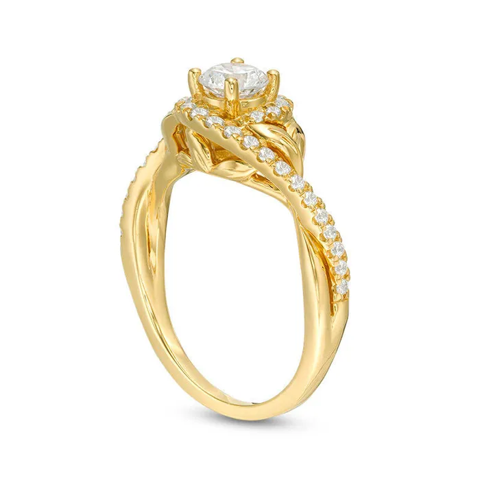 075 CT TW Natural Diamond Bypass LeafSides Engagement Ring in Solid 14K Gold Goldia Rings 075 CT TW Natural Diamond Bypass LeafSides Engagement Ring in Solid 14K Gold Goldia Rings