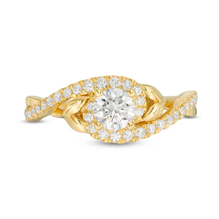 075 CT TW Natural Diamond Bypass LeafSides Engagement Ring in Solid 14K Gold Goldia Rings 075 CT TW Natural Diamond Bypass LeafSides Engagement Ring in Solid 14K Gold Goldia Rings