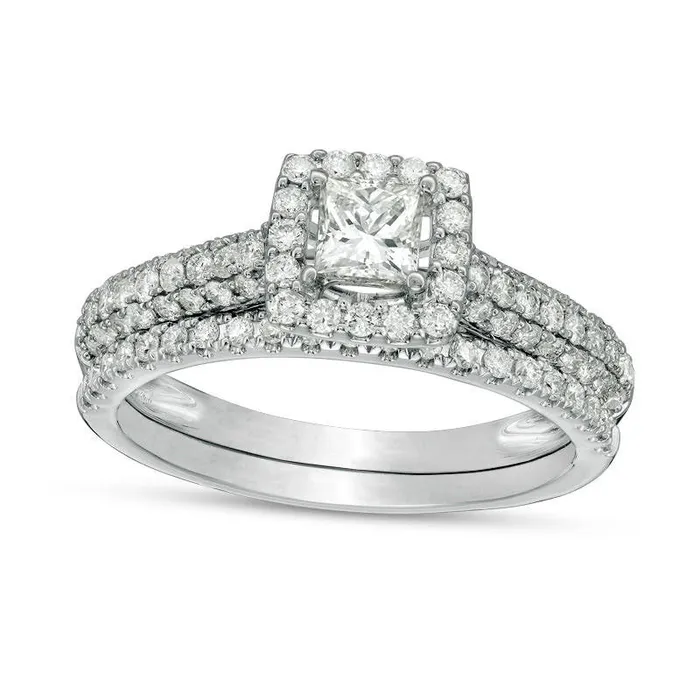 10 CT TW Certified PrincessCut Natural Diamond Frame Bridal Engagement Ring Set in Solid 14K White Gold II1 Goldia Rings 10 CT TW Certified PrincessCut Natural Diamond Frame Bridal Engagement Ring Set in Solid 14K White Gold II1 Goldia Rings