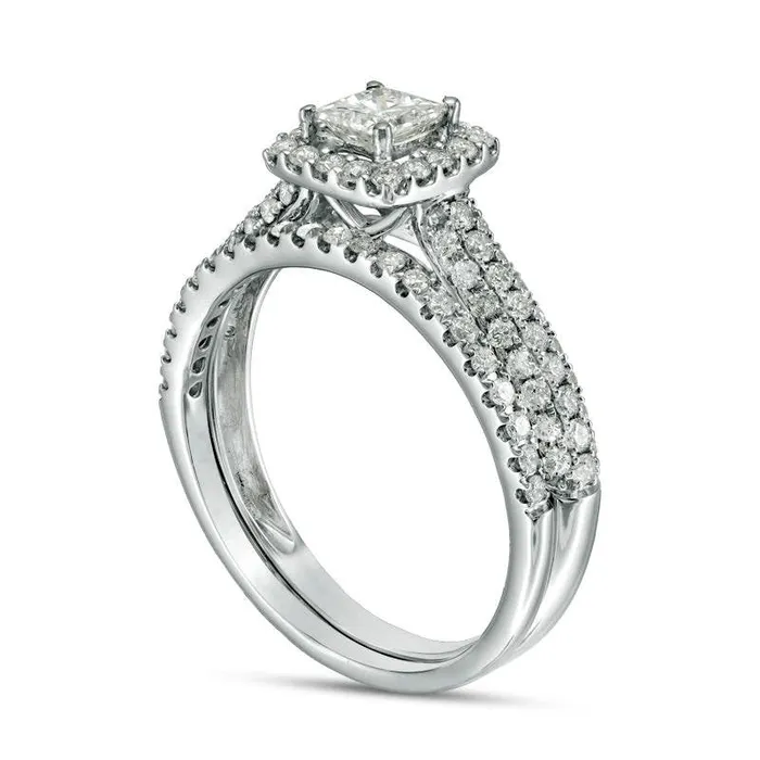 10 CT TW Certified PrincessCut Natural Diamond Frame Bridal Engagement Ring Set in Solid 14K White Gold II1 Goldia Rings 10 CT TW Certified PrincessCut Natural Diamond Frame Bridal Engagement Ring Set in Solid 14K White Gold II1 Goldia Rings