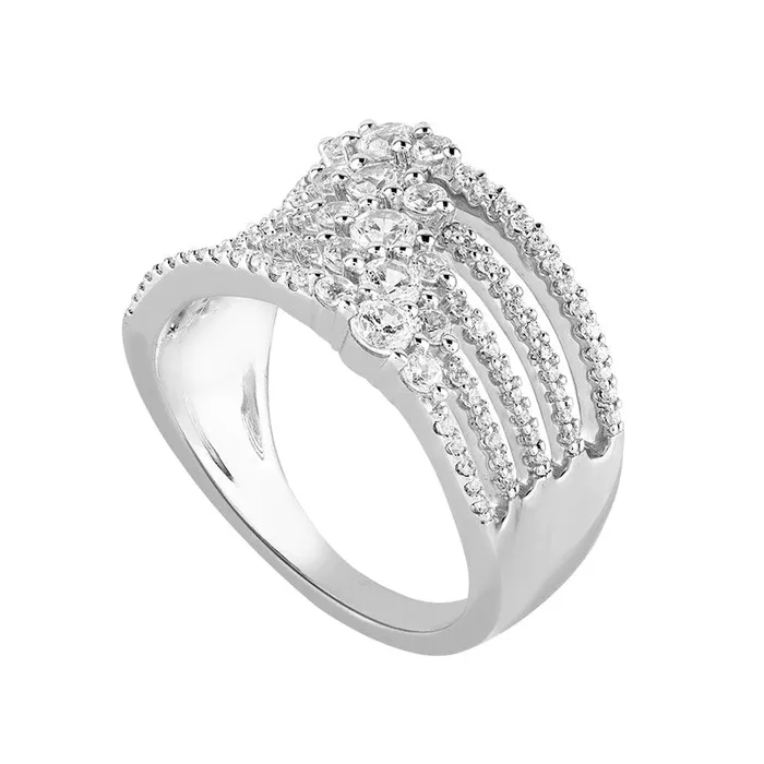 10 CT TW Natural Diamond Five Row Split Shank Ring in Solid 10K White Gold Goldia Rings 10 CT TW Natural Diamond Five Row Split Shank Ring in Solid 10K White Gold Goldia Rings