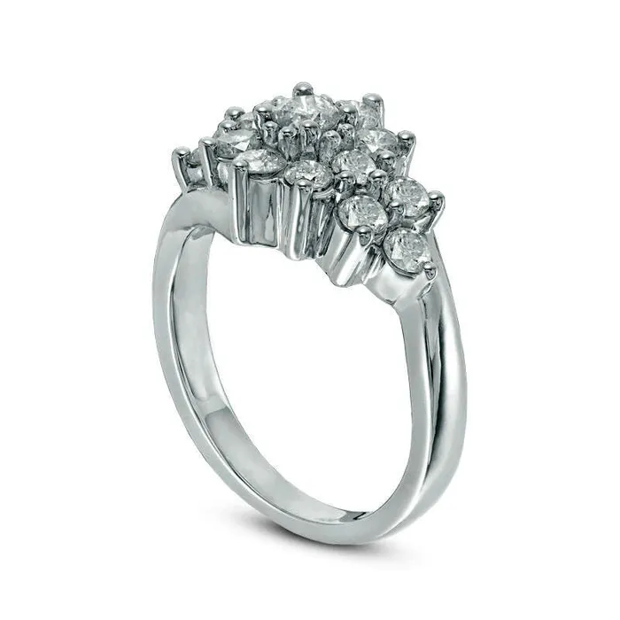 117 CT TW Natural Diamond Sunburst Ring in Solid 10K White Gold Goldia Rings 117 CT TW Natural Diamond Sunburst Ring in Solid 10K White Gold Goldia Rings