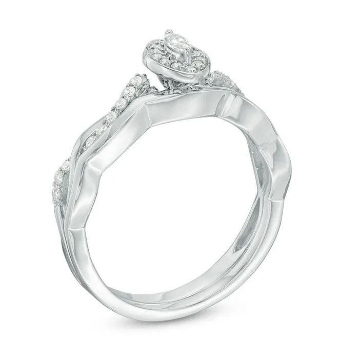 14 CT TW Marquise Diamond Frame Twist Bridal Engagement Ring Set in 14K White Gold Goldiacom Rings
