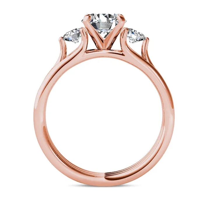 15 CT TW Natural Diamond Three Stone MultiRow Illusion Engagement Ring in Solid 14K Rose Gold Goldia Rings 15 CT TW Natural Diamond Three Stone MultiRow Illusion Engagement Ring in Solid 14K Rose Gold Goldia Rings