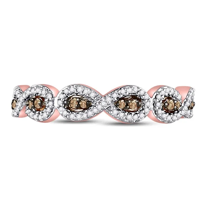 10k Rose Gold Round Brown Diamond Band Ring 14 Cttw gndatlanta Rings