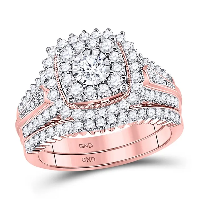 10k Rose Gold Round Diamond Bridal Wedding Ring Set 114 Cttw Certified gndatlanta Rings 10k Rose Gold Round Diamond Bridal Wedding Ring Set 114 Cttw Certified gndatlanta Rings