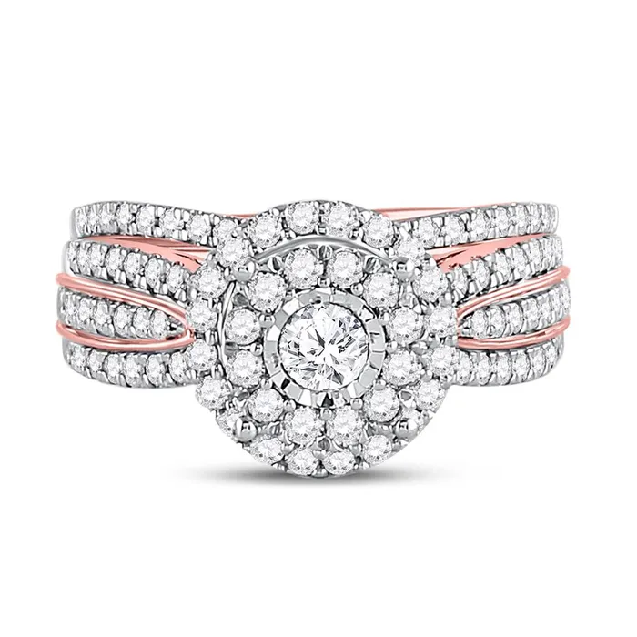 10k Rose Gold Round Diamond Bridal Wedding Ring Set 114 Cttw Certified gndatlanta Rings