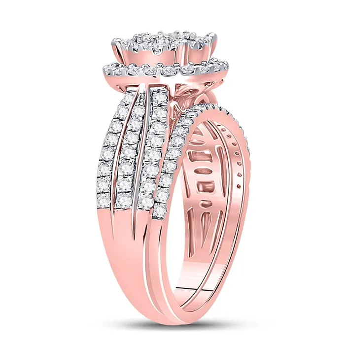10k Rose Gold Round Diamond Bridal Wedding Ring Set 114 Cttw Certified gndatlanta Rings