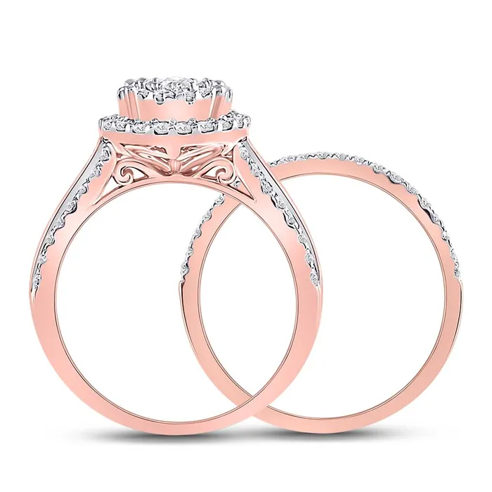 10k Rose Gold Round Diamond Bridal Wedding Ring Set 114 Cttw Certified gndatlanta Rings
