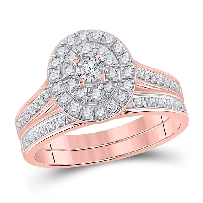 10k Rose Gold Round Diamond Oval Bridal Wedding Ring Set 12 Cttw gndatlanta Rings 10k Rose Gold Round Diamond Oval Bridal Wedding Ring Set 12 Cttw gndatlanta Rings