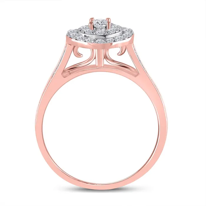 10k Rose Gold Round Diamond Oval Bridal Wedding Ring Set 12 Cttw gndatlanta Rings