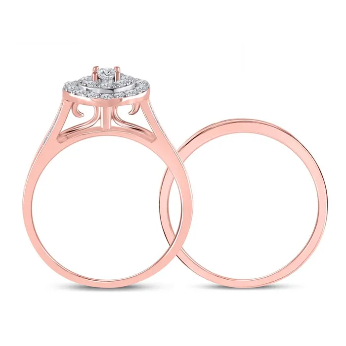 10k Rose Gold Round Diamond Oval Bridal Wedding Ring Set 12 Cttw gndatlanta Rings