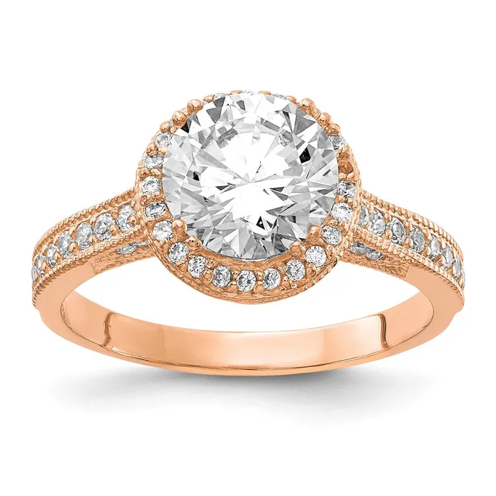 10K Tiara Collection Rose Gold Polished CZ Ring Goldia Rings