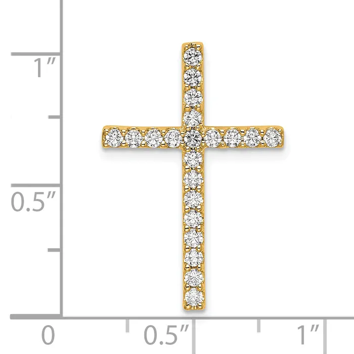 10k Yellow Gold 12 Ct Lab Grown Diamond VSSI G Cross Chain Slide Pendant Goldia Necklaces