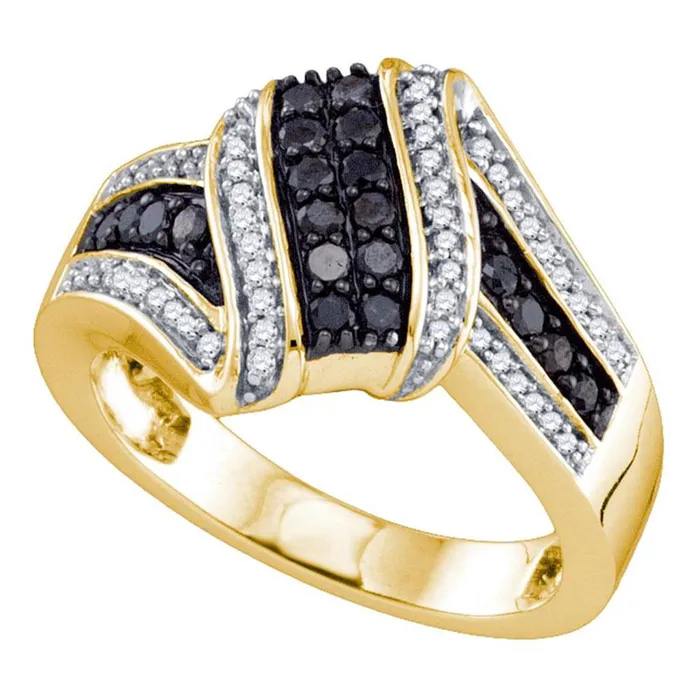 10k Yellow Gold Round Black Diamond Cluster Ring 12 Cttw gndatlanta Rings 10k Yellow Gold Round Black Diamond Cluster Ring 12 Cttw gndatlanta Rings