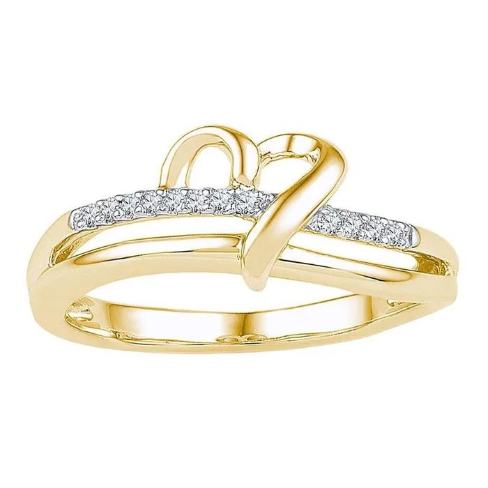 10k Yellow Gold Round Diamond Heart Ring 120 Cttw gndatlanta Rings