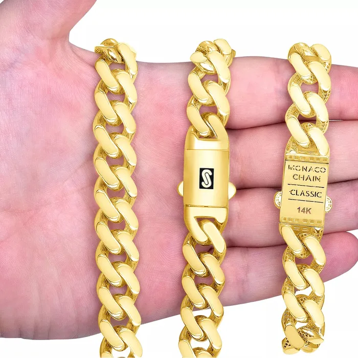 10k Yellow Gold Royal Monaco Miami Cuban Link Curb 17mm Mens Chain Necklace 22 Goldiacom Necklaces
