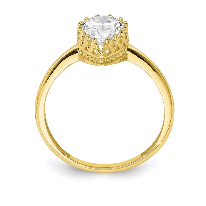 10K Yellow Gold Tiara Collection Polished Pear CZ Ring Goldia Rings