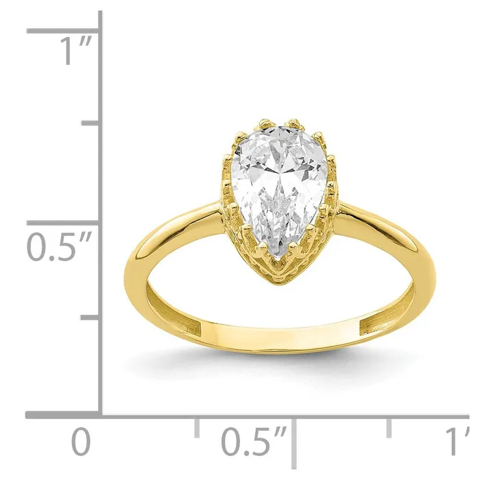 10K Yellow Gold Tiara Collection Polished Pear CZ Ring Goldia Rings
