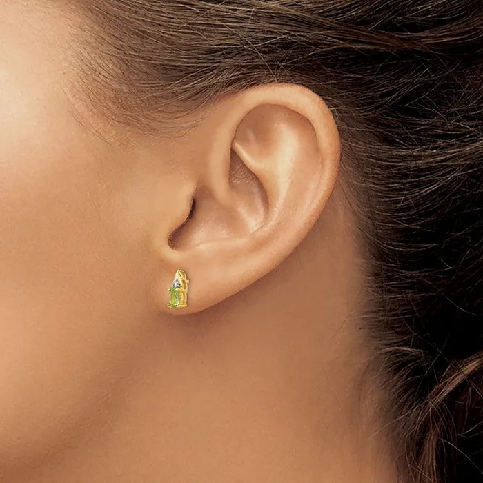 14K Diamond and Peridot Earrings goldiaca Earrings