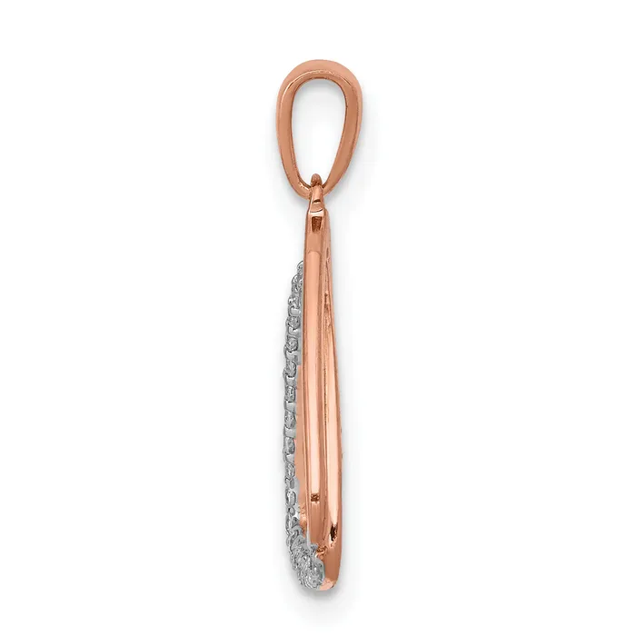 14k Rose Gold 16 Ct Lab Grown Diamond VSSI G Double Triangle Pendant Goldia Necklaces