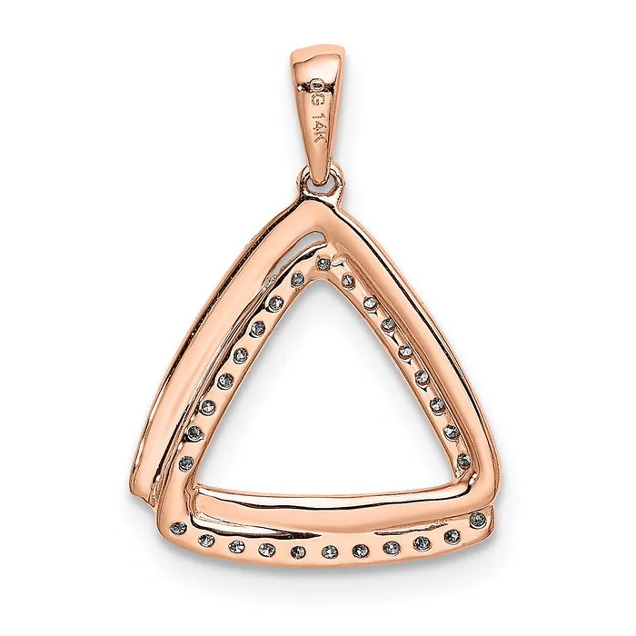 14k Rose Gold 16 Ct Lab Grown Diamond VSSI G Double Triangle Pendant Goldia Necklaces