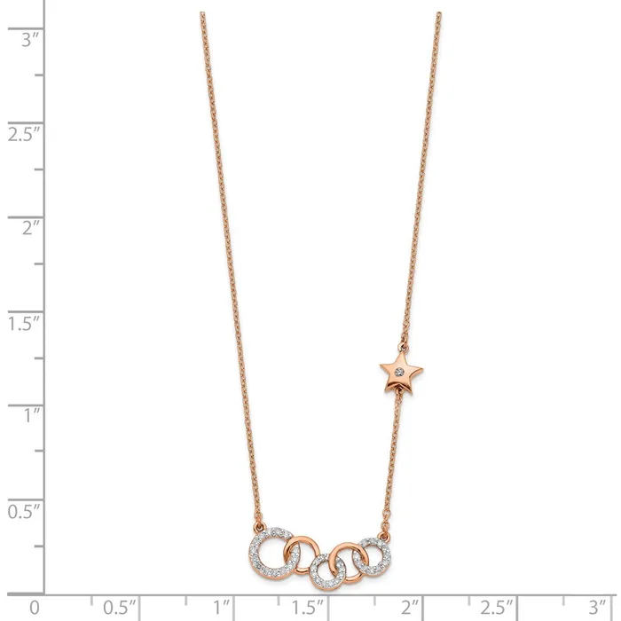 14k Rose Gold Real Diamond Circles wStar 18in Necklace Goldia Necklaces
