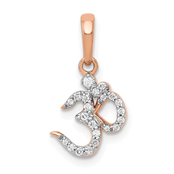 14k Rose Gold Real Diamond Om Pendant Goldia Necklaces