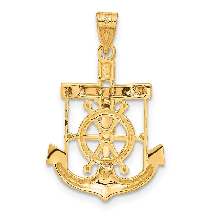 14k TriColor Gold Diamondcut wTextured Mariners Cross Pendant Goldia Necklaces