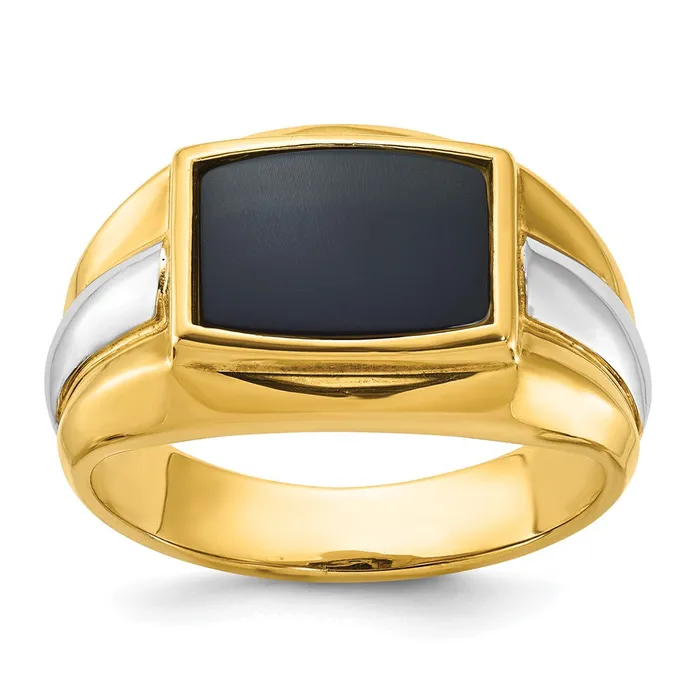 14k Twotone Gold Mens Onyx Complete Ring Goldia Rings