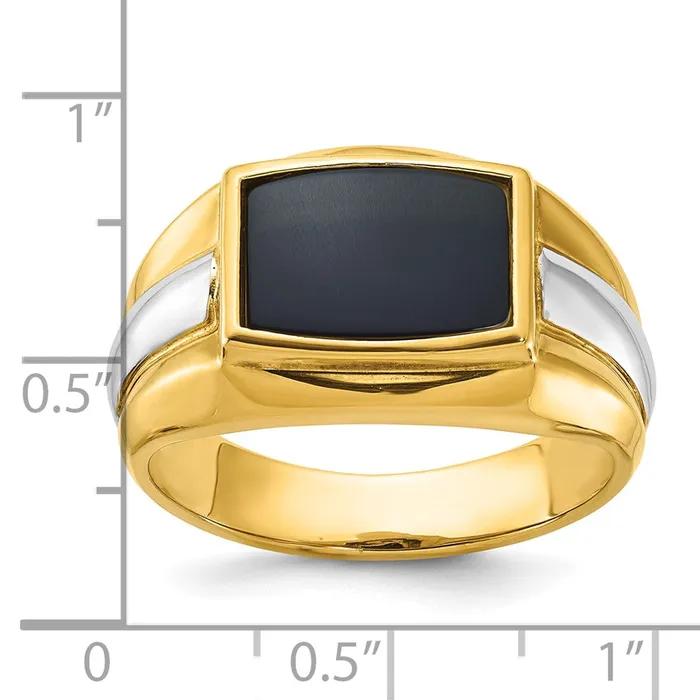 14k Twotone Gold Mens Onyx Complete Ring Goldia Rings