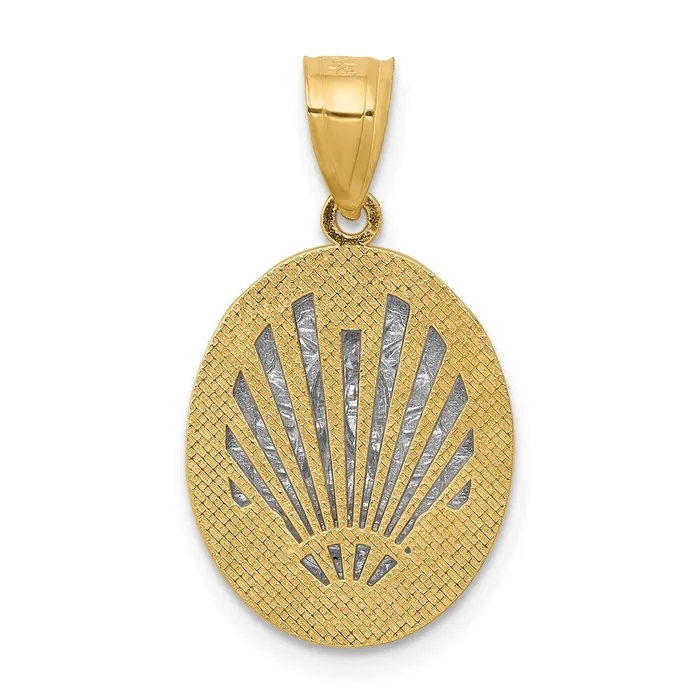14k Twotone Gold Raised Lady of Guadalupe Pendant Goldia Necklaces