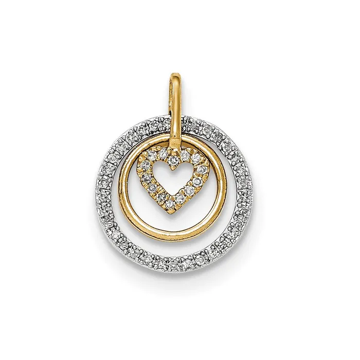 14k TwoTone Gold Real Diamond Heart and Ring inside Round Chain Slide Goldia Rings 14k TwoTone Gold Real Diamond Heart and Ring inside Round Chain Slide Goldia Rings