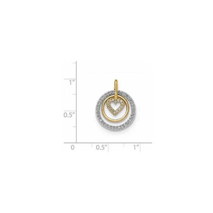 14k TwoTone Gold Real Diamond Heart and Ring inside Round Chain Slide Goldia Rings